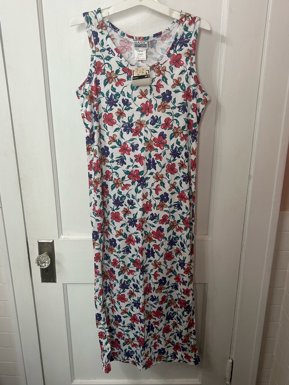 Vintage Basic Editions White Floral Tank Maxi Dress